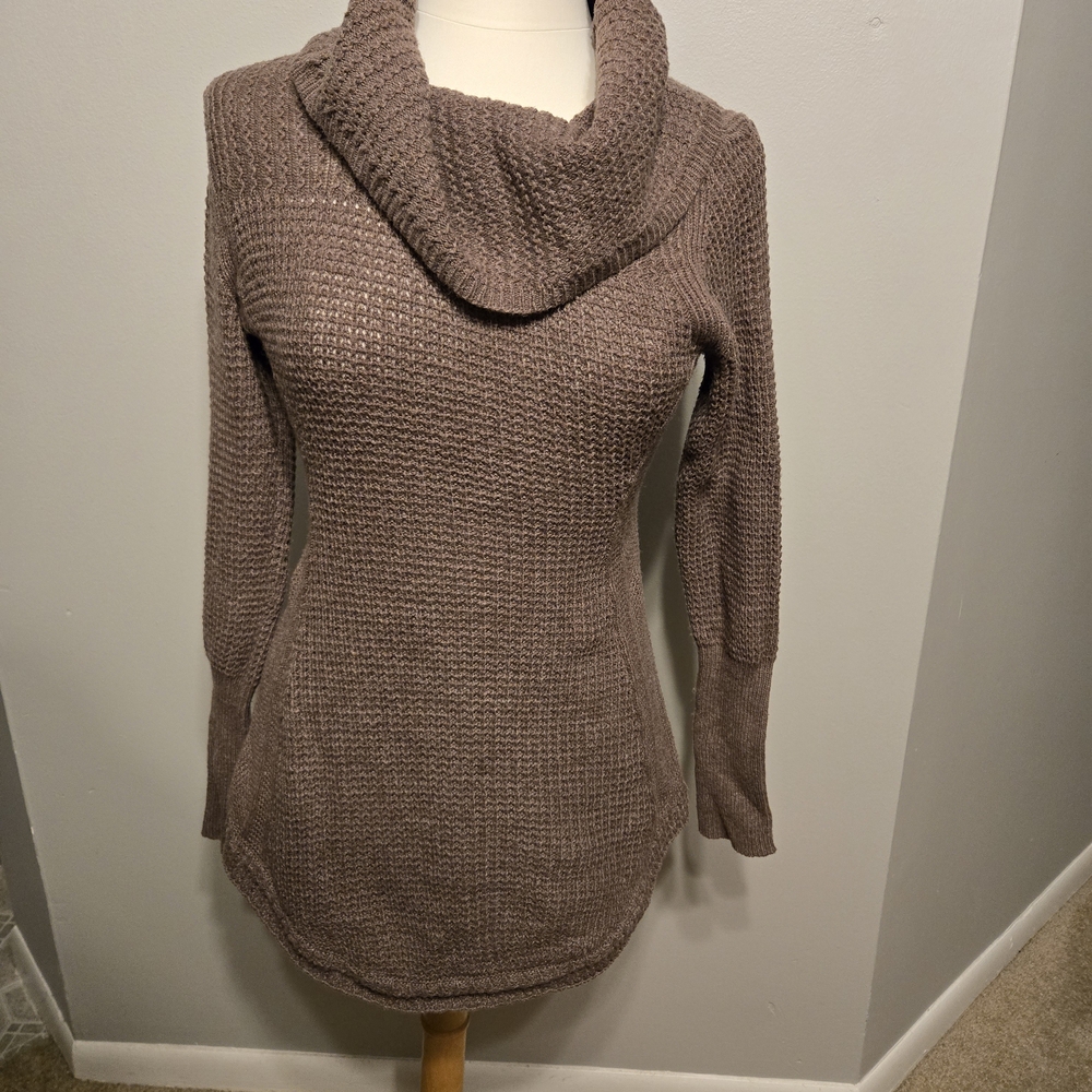 Angel Of The North Brown Cowl Neck Sweater